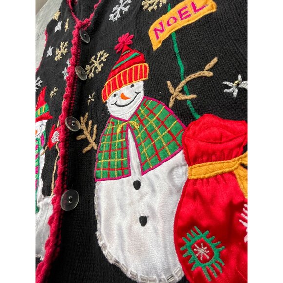 Nutcracker Holiday Snowman Festive Vest Womens Small Red Black Ugly Christmas - Picture 8 of 10